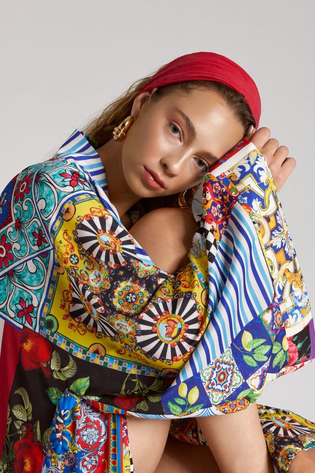 Desenli İpek Kimono