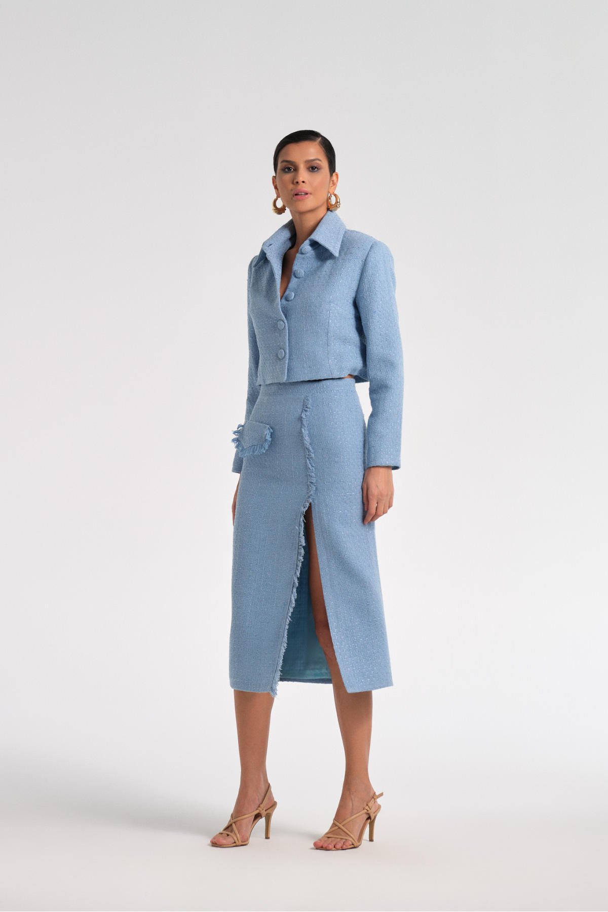 Mavi Crop Tüvit Ceket