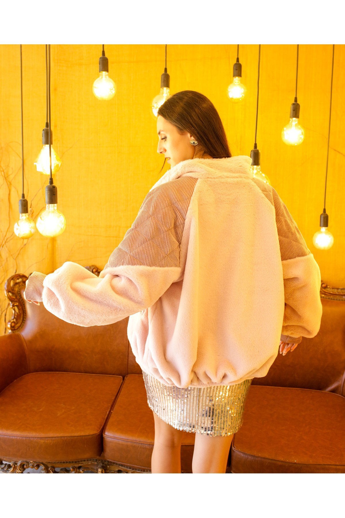 Pembe Bomber Peluş Ceket