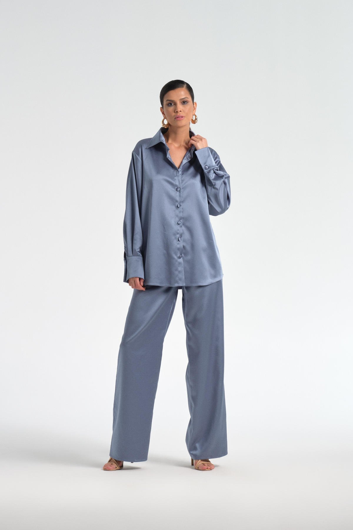 İndigo Shirt, Çivit Mavisi Saten Gömlek