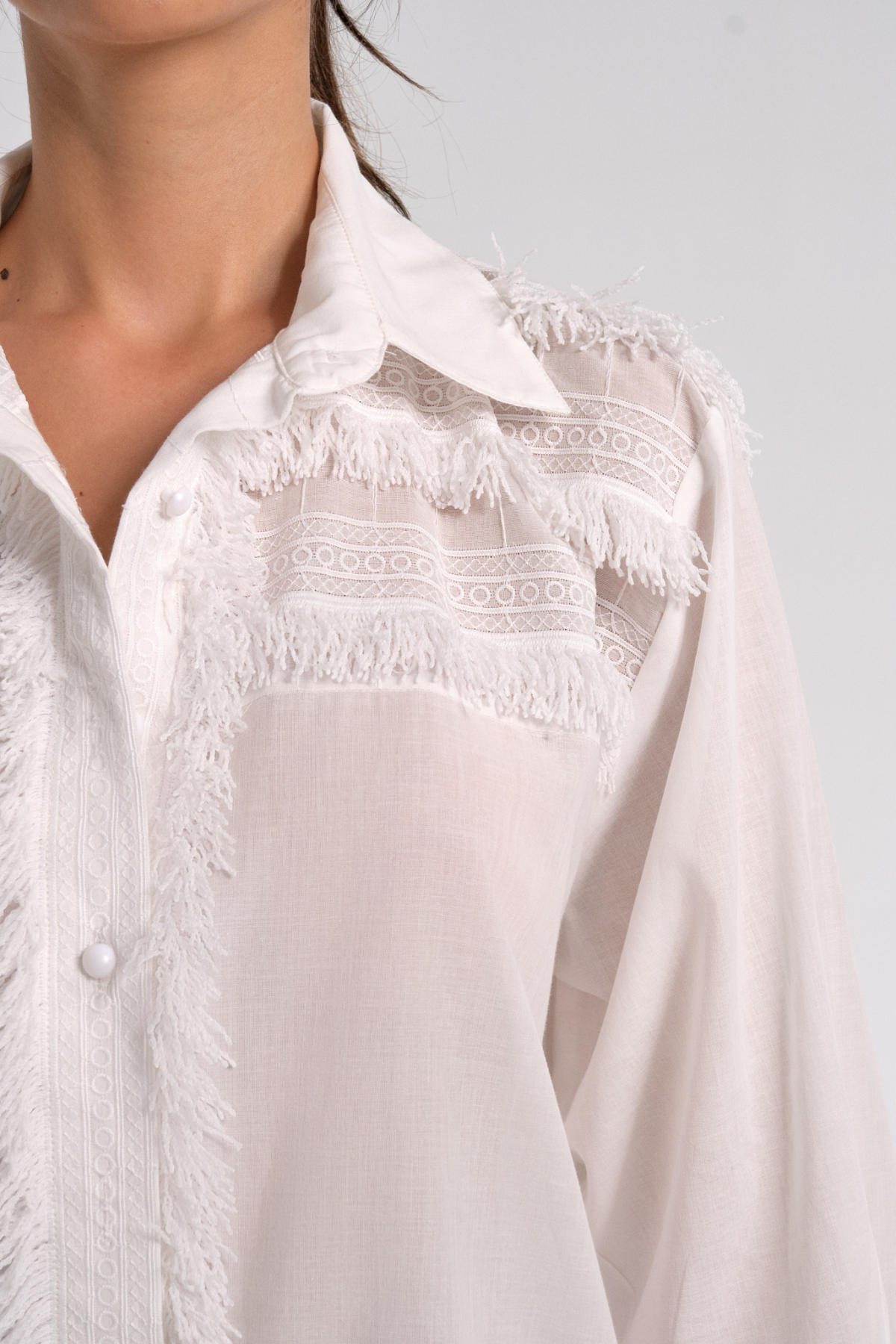Doli Shirt, Püskül Detaylı Pamuk Gömlek