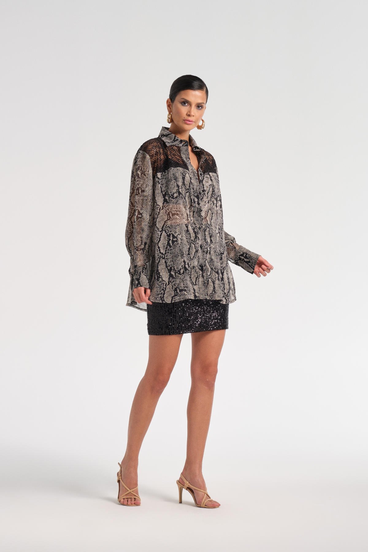 Leopar Şifon Gömlek