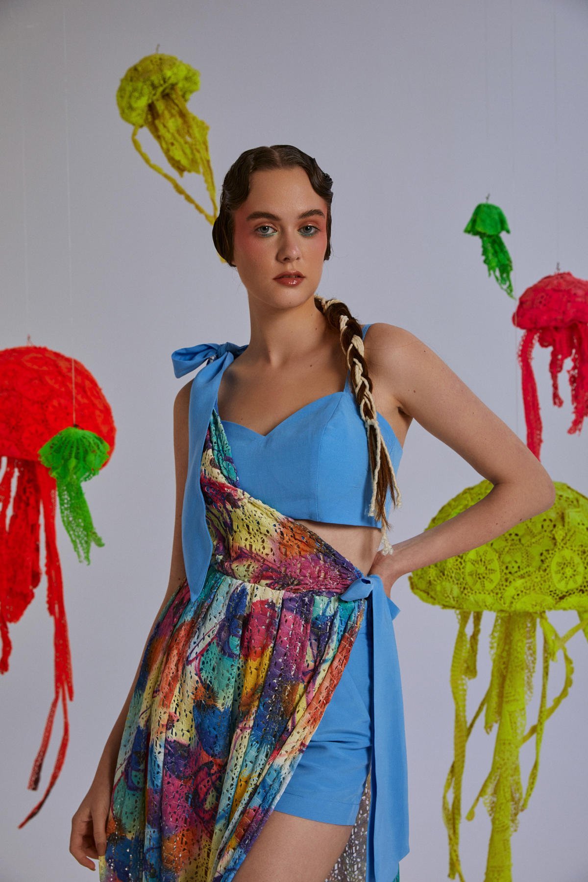 Rago 3 Parçalı Örme Elbise Crop-Şort Takımı