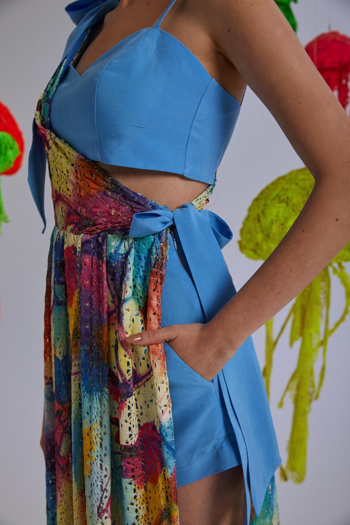 Rago 3 Parçalı Örme Elbise Crop-Şort Takımı