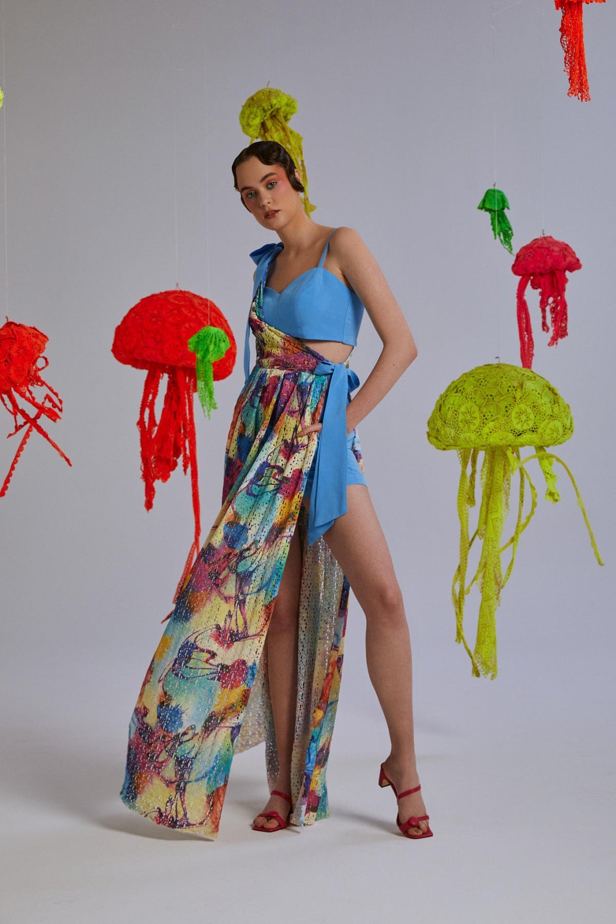 Rago 3 Parçalı Örme Elbise Crop-Şort Takımı