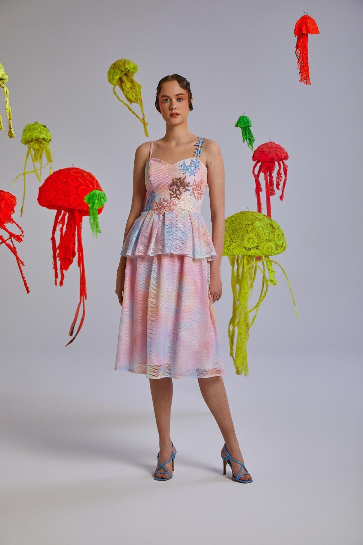 Mantipara, Baskılı, Tül, Astarlı, Diz Üstü, Yazlık Elbise