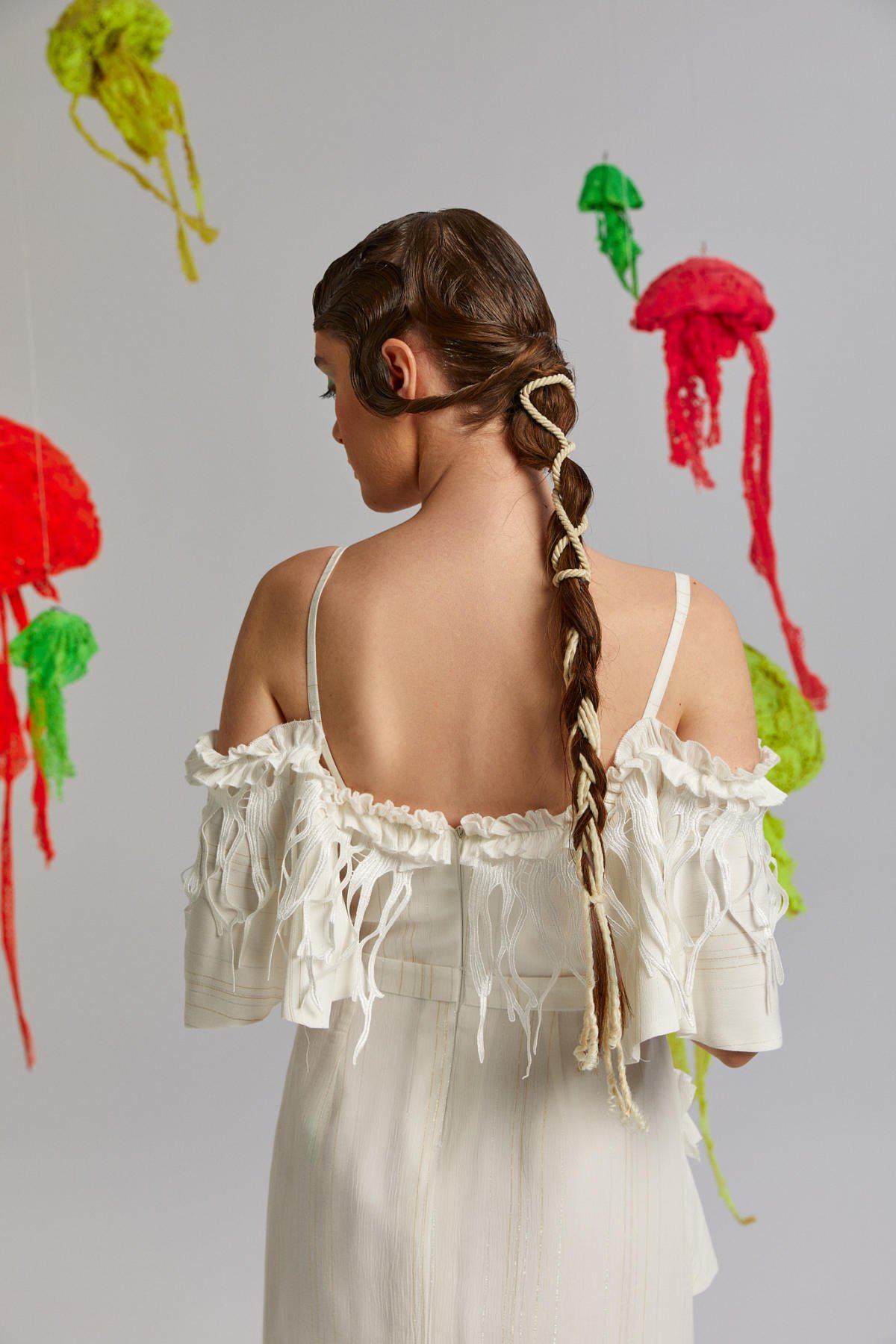 Pellucid, Fırfırlı, Spagetti Askılı, Volanlı, Öpücük Yaka, Yazlık Elbise