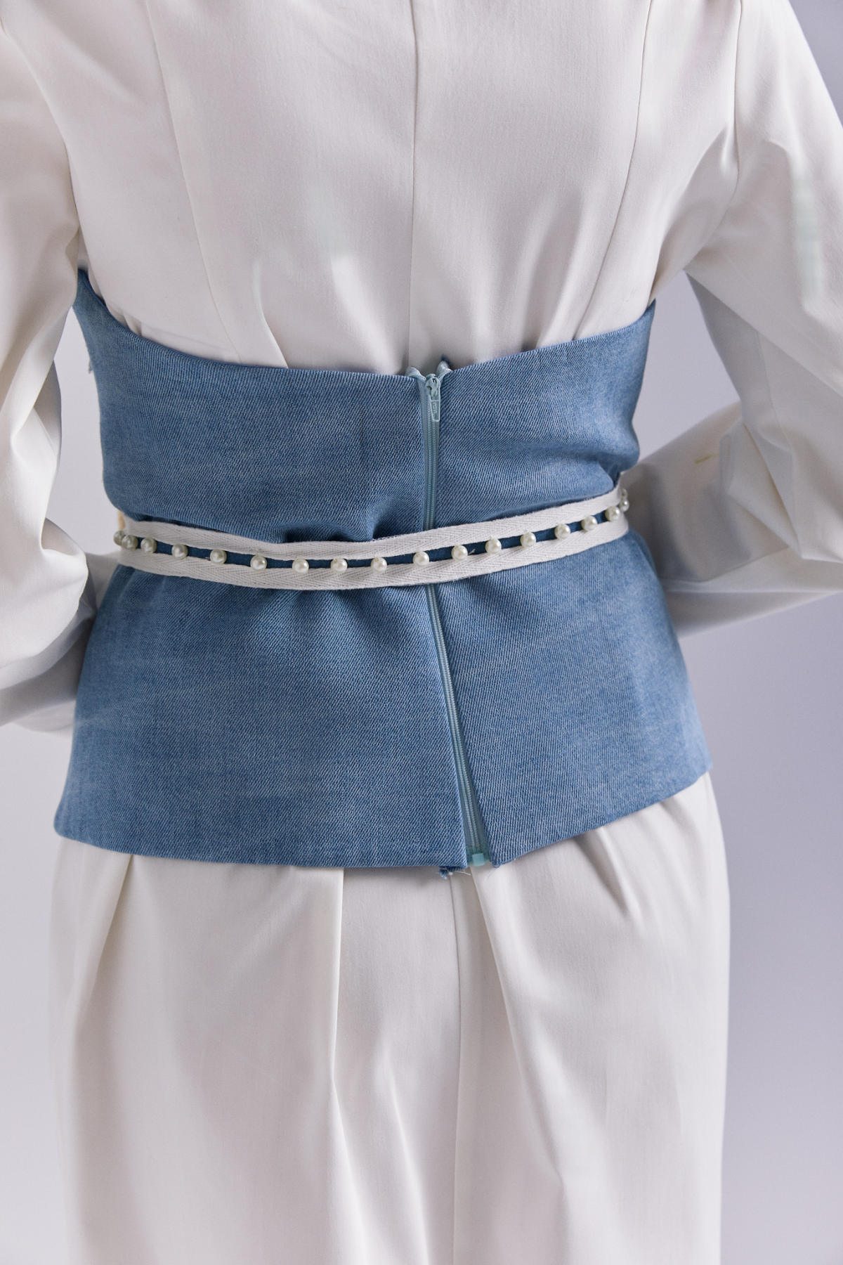 Gömlek  Elbise, Kot Detaylı, Aplikeli Elbise, Beyaz Gömlek, Denim Gömlek Elbise, Kot Büstiyer