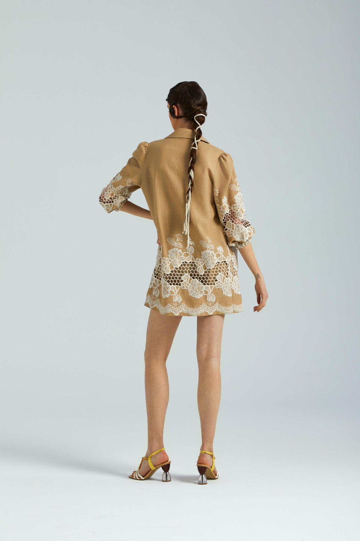 Rosa, Şort Ceket Takım, Keten Takım, Truvakar Kol, Yazlık, Gömlek Ceket