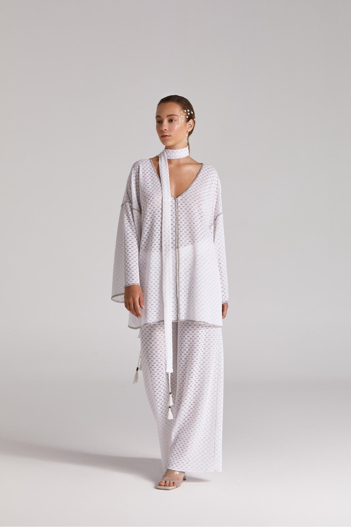 Nova,Beyaz Kimono Pantolon Takım