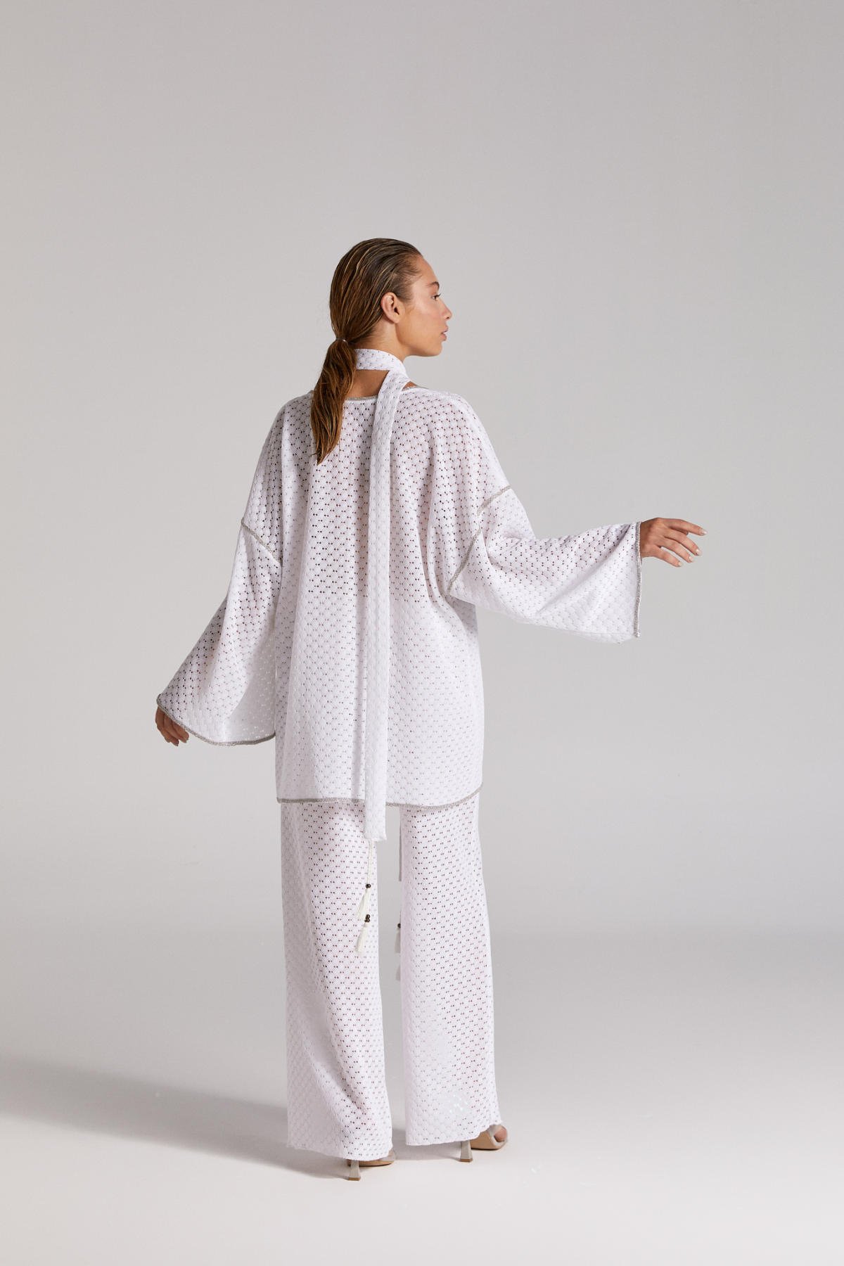 Nova,Beyaz Kimono Pantolon Takım