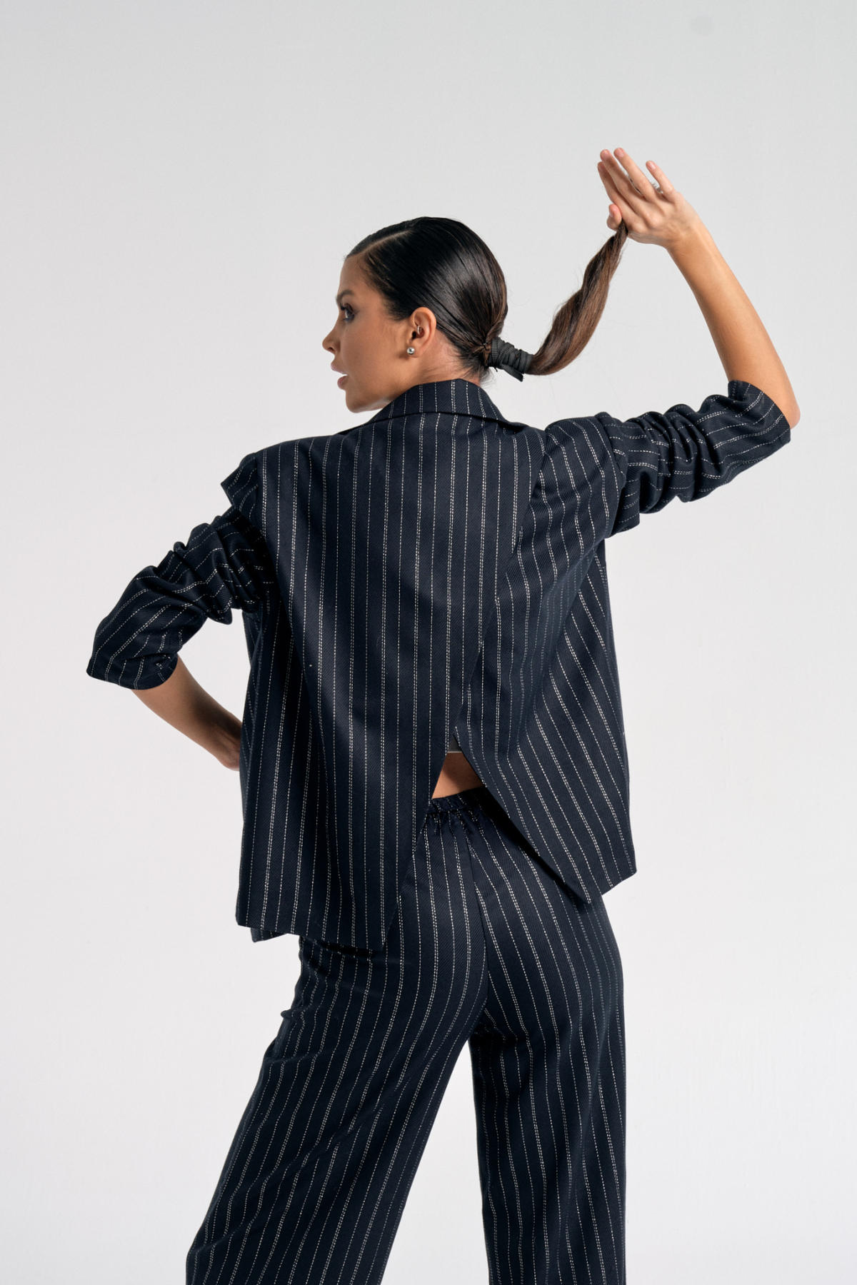 Tün, Lacivert Simli Palazzo Pantolon, Ceket, Yelek Takım