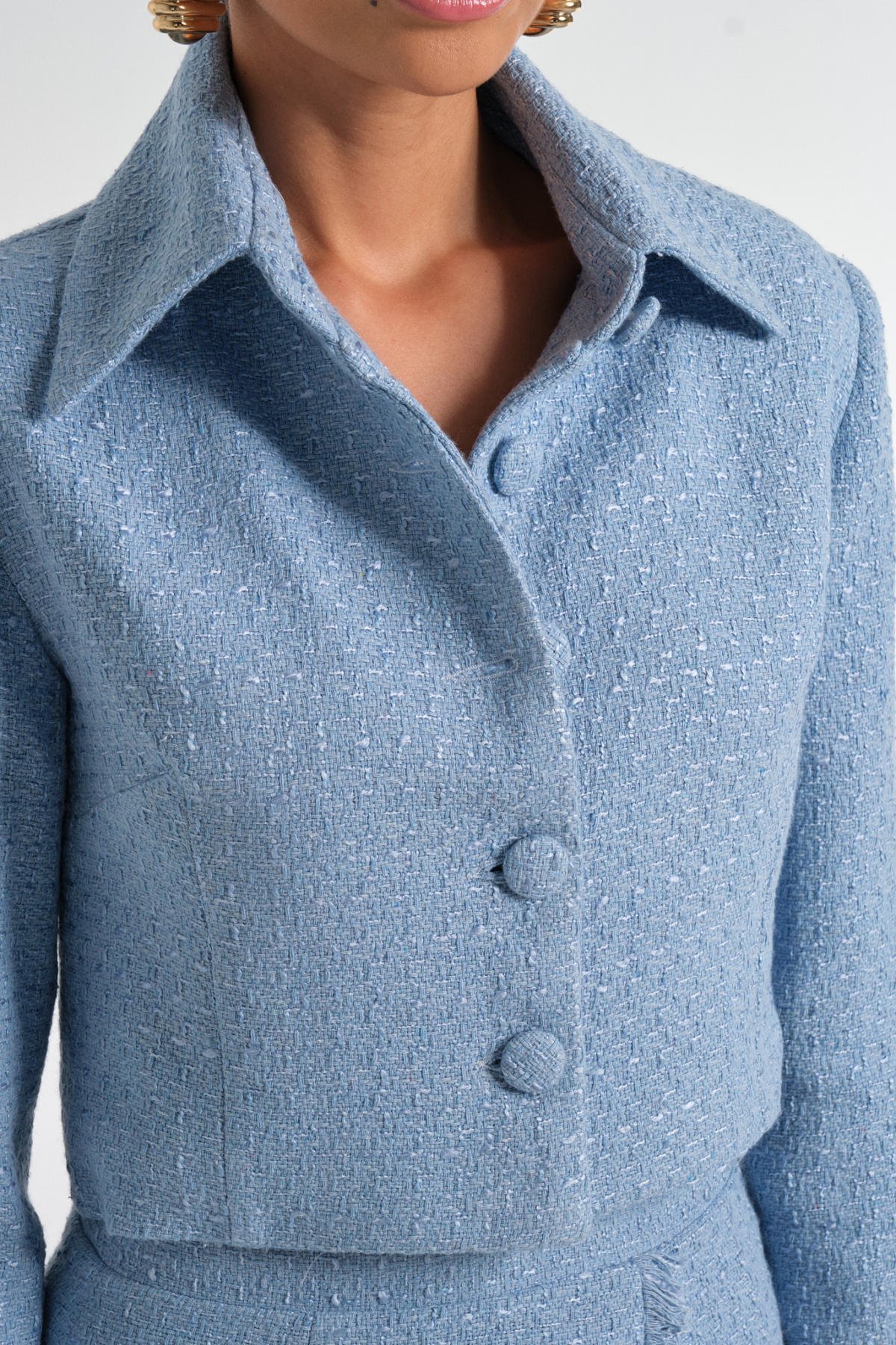 Mavi Tüvit Etek Ceket Takım