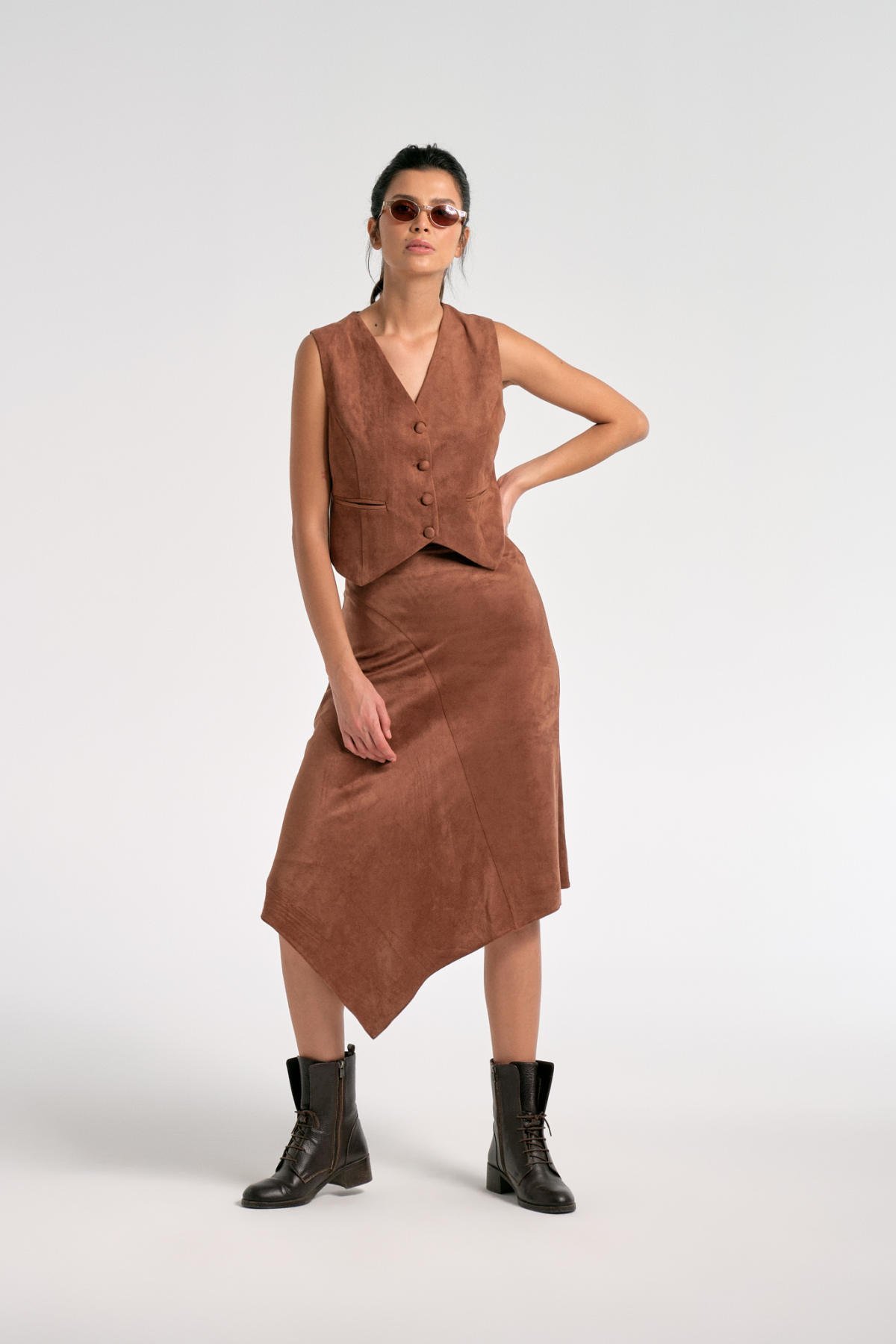 Marrone, Nubuk Etek Yelek Takım