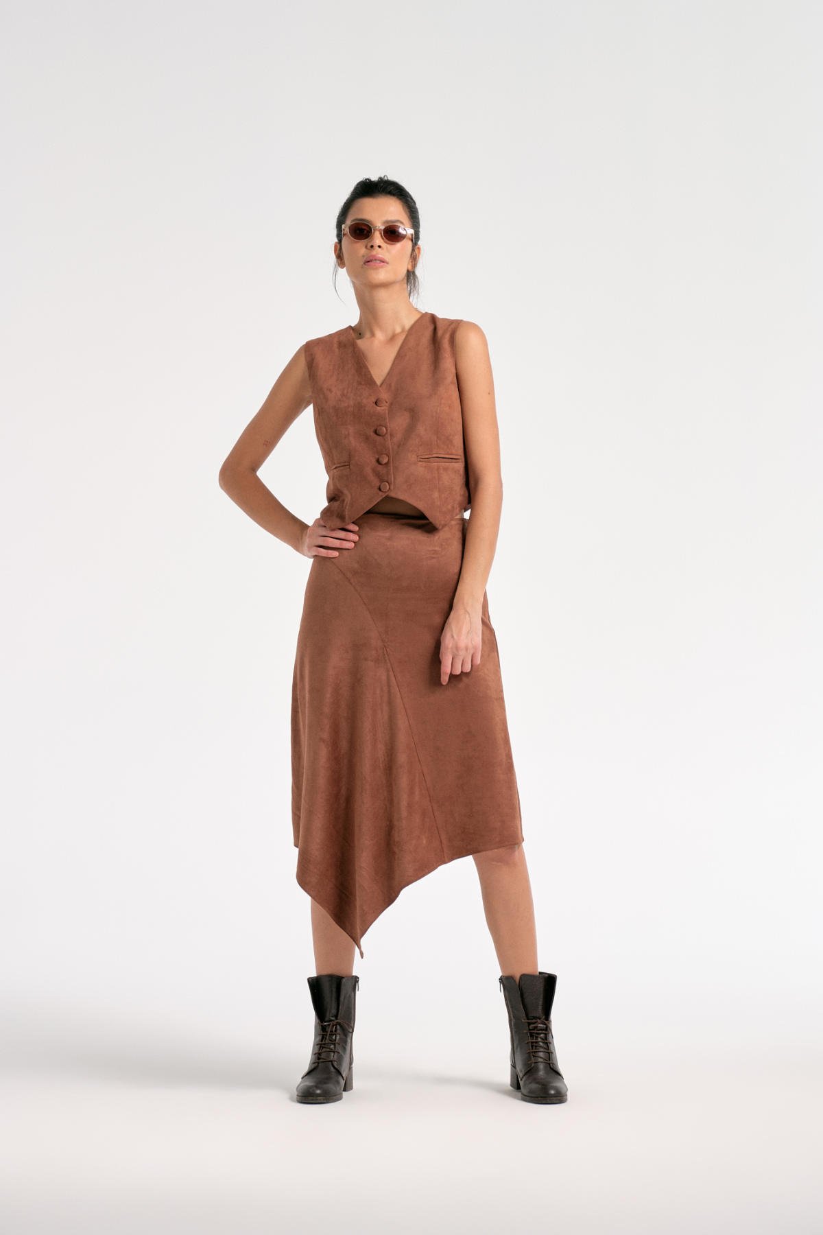 Marrone, Nubuk Etek Yelek Takım